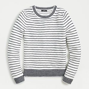 Pointelle crewneck sweater in stripe